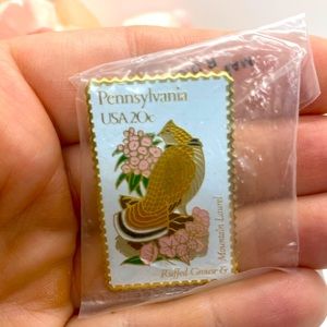 Pennsylvania State Bird Stamp Pin NEW Vintage Ruffed Grouse